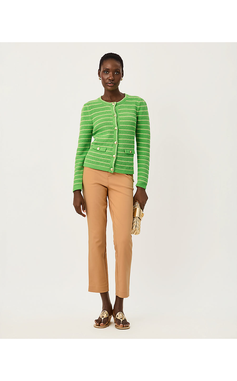 MAYSEN CARDIGAN, CHATEAU GREEN BEACHY STRIPE