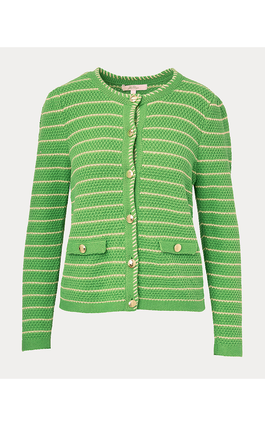 MAYSEN CARDIGAN, CHATEAU GREEN BEACHY STRIPE