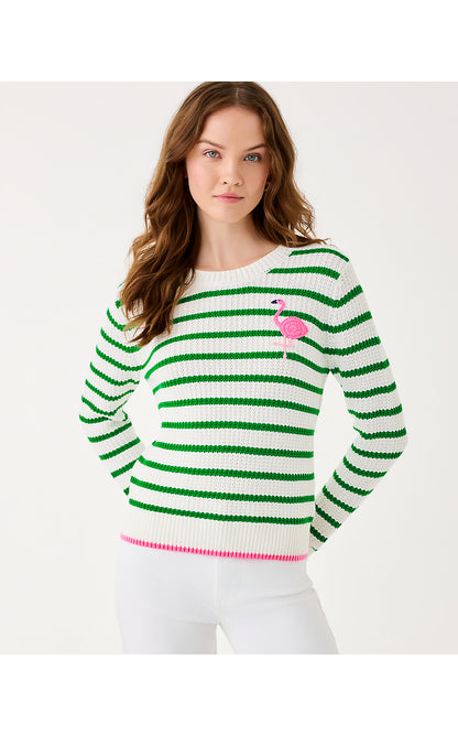 JOVIENNE SWEATER, COCONUT SHINE BRIGHT STRIPE