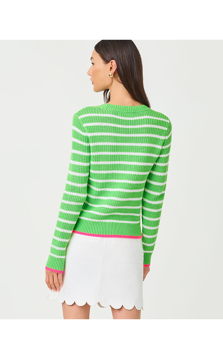 JOVIENNE SWEATER, JACKFRUIT GREEN SHINE BRIGHT STRIPE