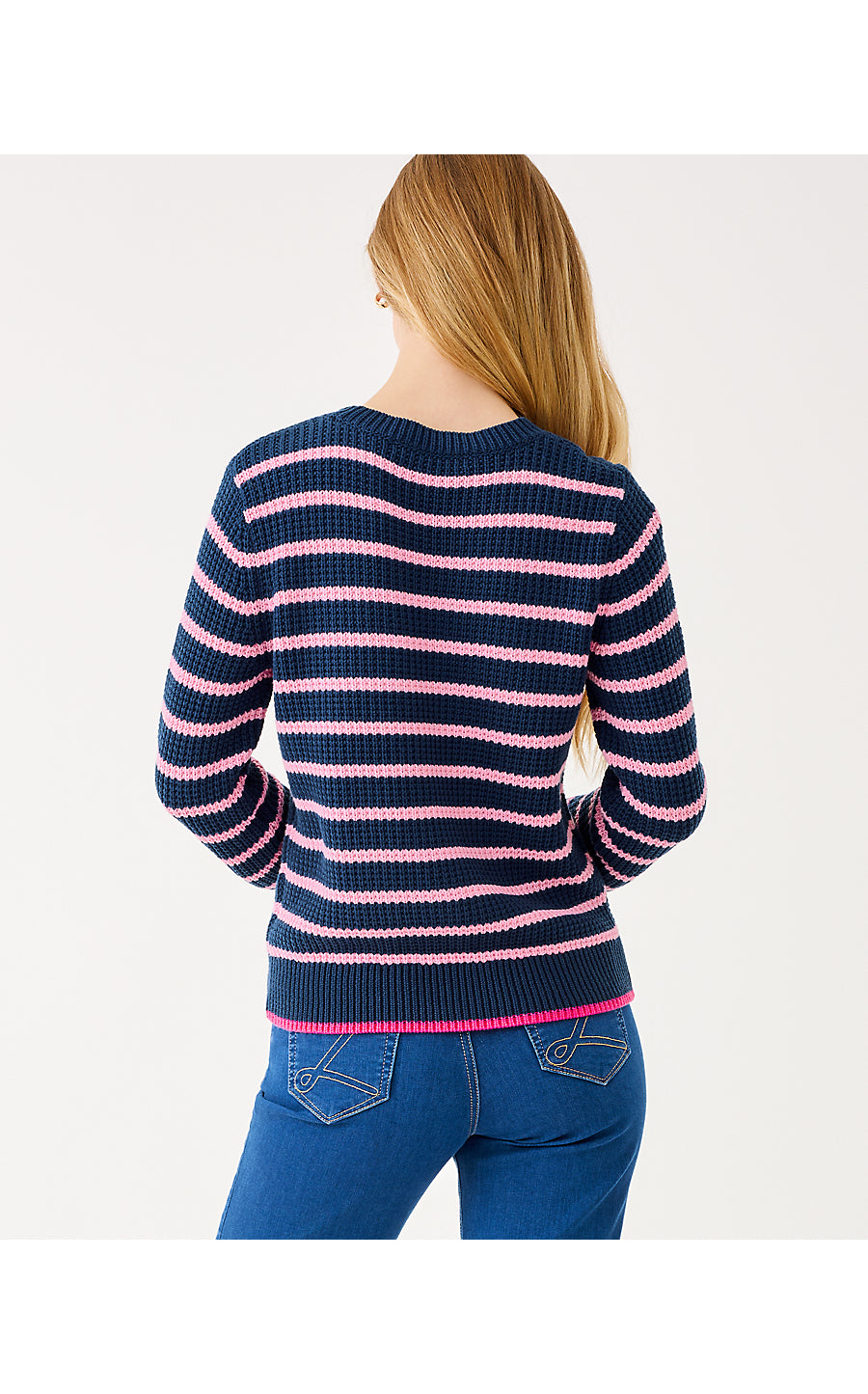 JOVIENNE SWEATER, LOW TIDE NAVY SHINE BRIGHT STRIPE