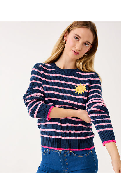 JOVIENNE SWEATER, LOW TIDE NAVY SHINE BRIGHT STRIPE