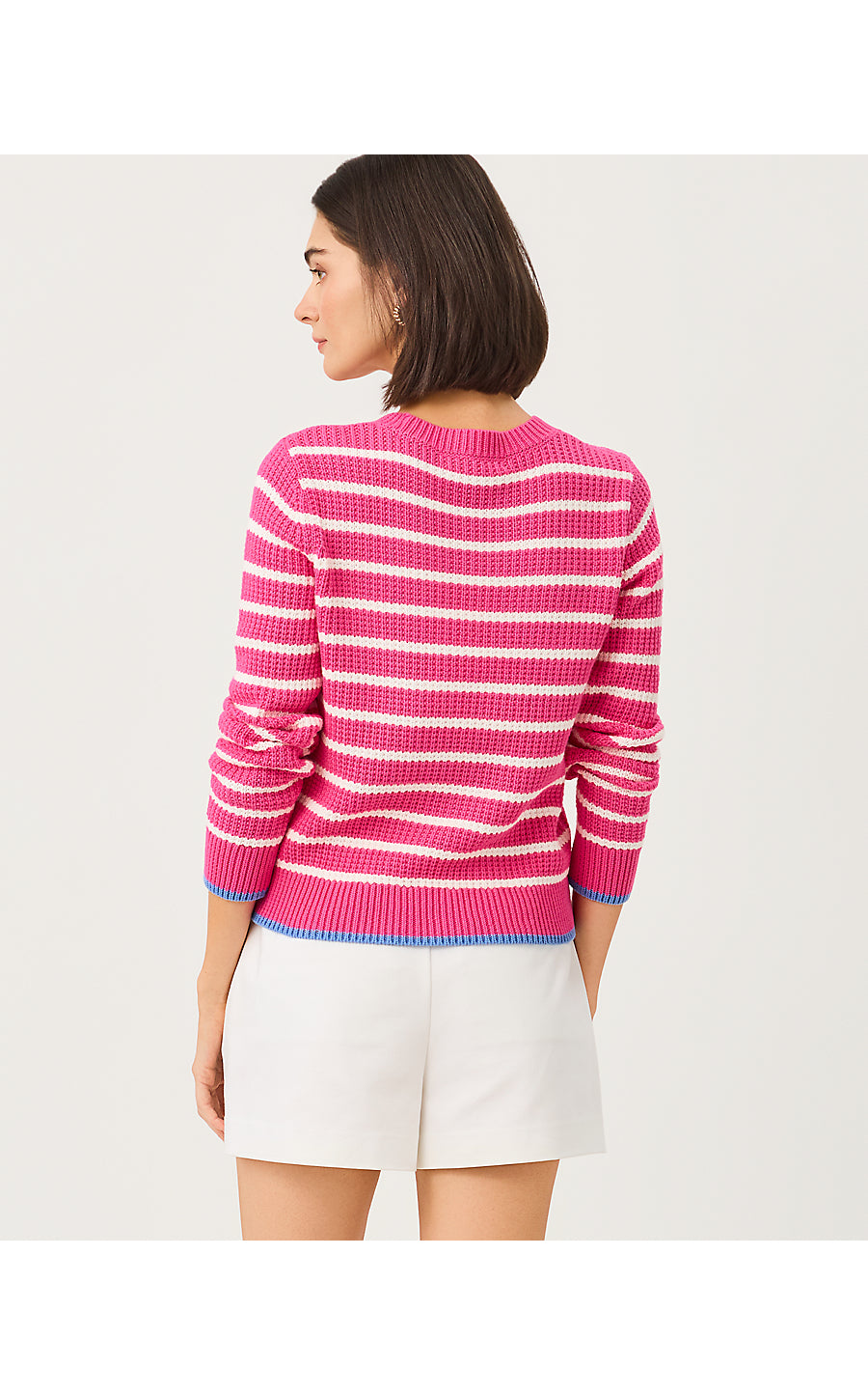 JOVIENNE SWEATER, PINK ASTER SHINE BRIGHT STRIPE