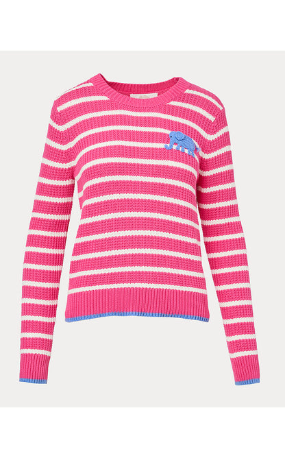JOVIENNE SWEATER, PINK ASTER SHINE BRIGHT STRIPE