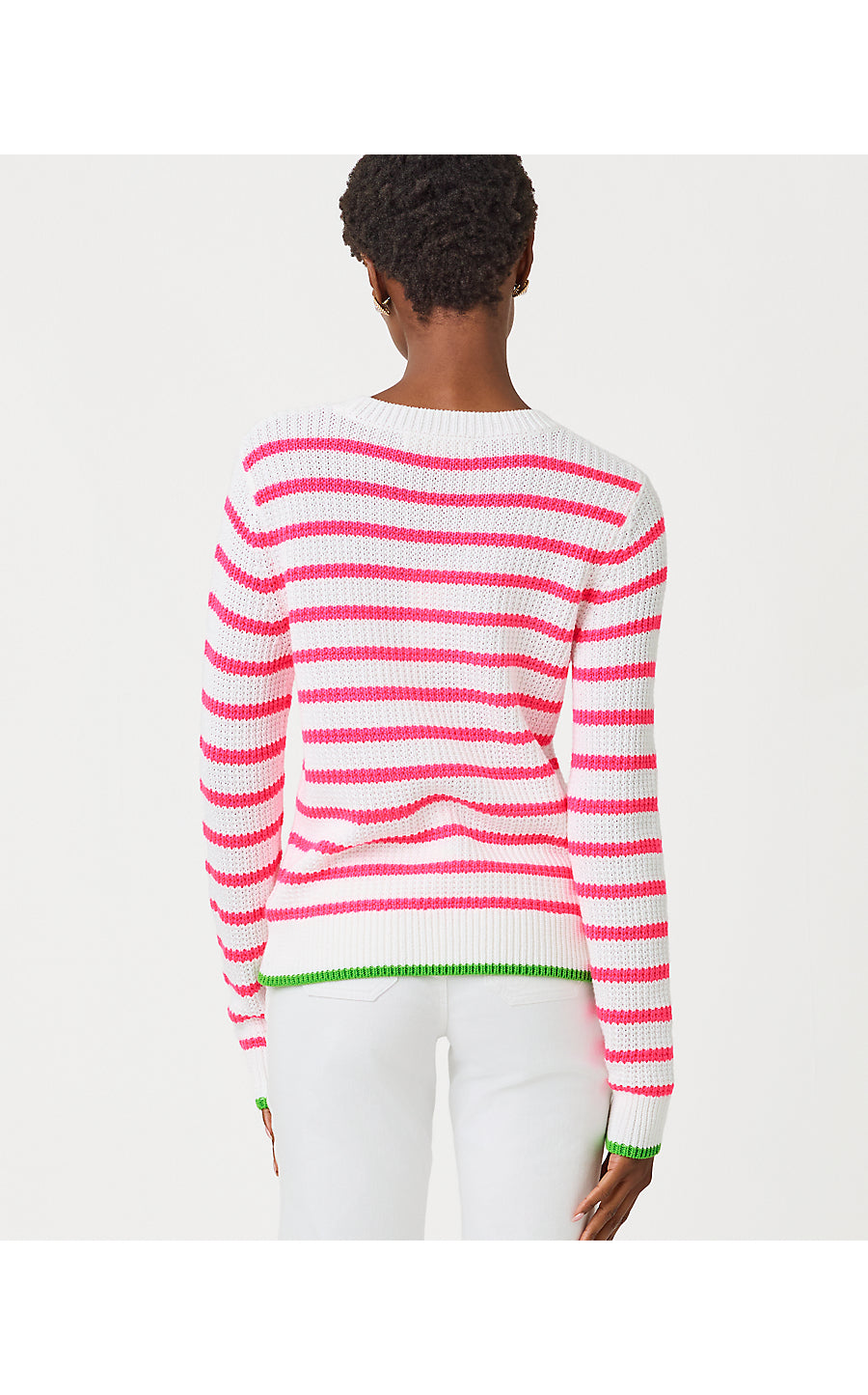 JOVIENNE SWEATER, RESORT WHITE SHINE BRIGHT STRIPE