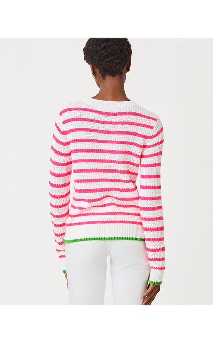 JOVIENNE SWEATER, RESORT WHITE SHINE BRIGHT STRIPE