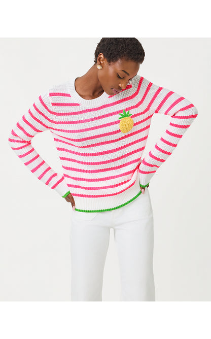 JOVIENNE SWEATER, RESORT WHITE SHINE BRIGHT STRIPE