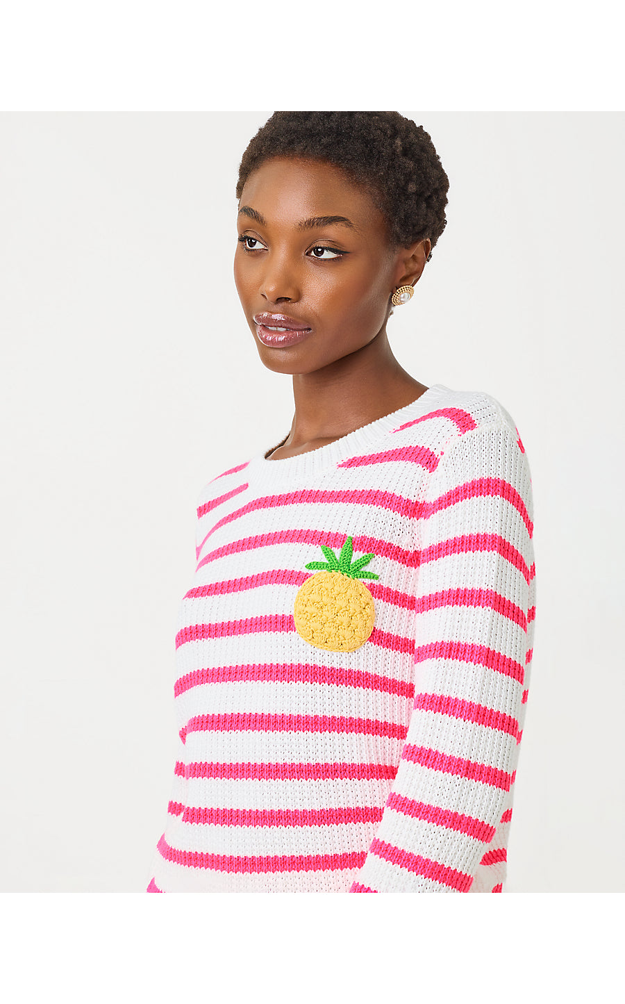 JOVIENNE SWEATER, RESORT WHITE SHINE BRIGHT STRIPE