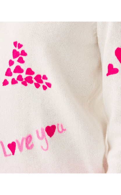 TIPPERY CARDIGAN, COCONUT VALENTINES DAY EMBROIDERY