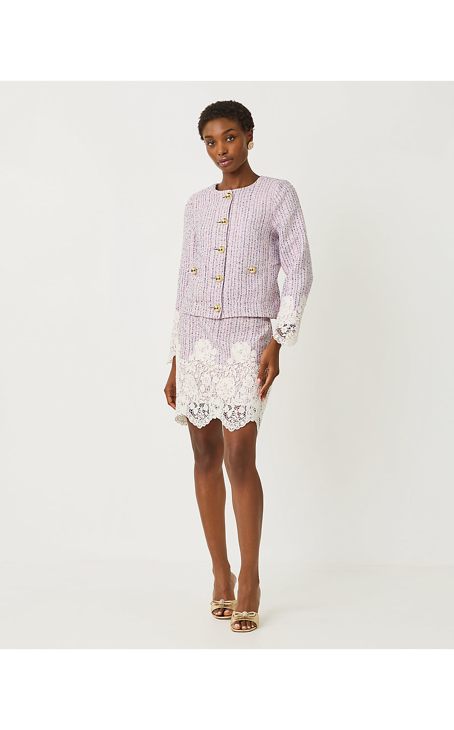BETTANY BOUCLE SKIRT, PINK BLISS BLUSHING BOUCLE