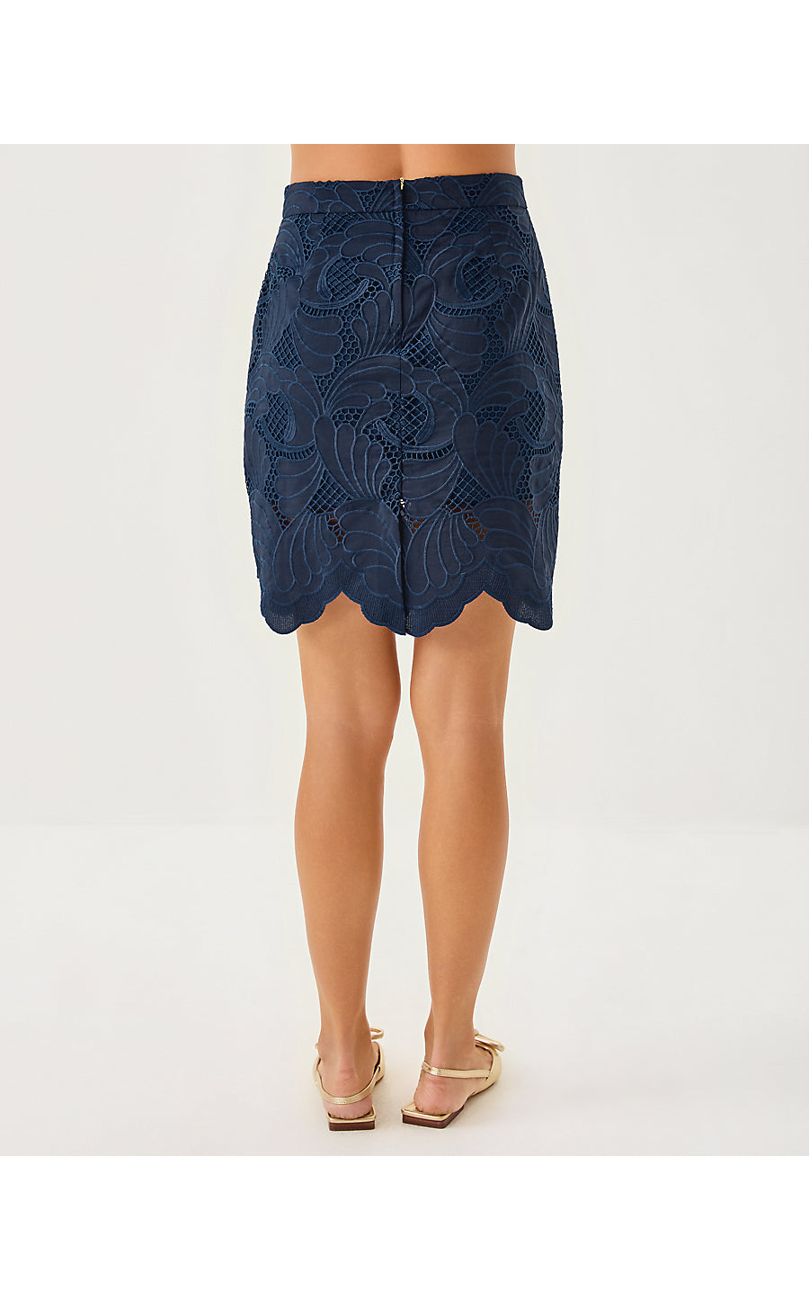 DEBRA LACE SKIRT, LOW TIDE NAVY SWAY WITH ME SCALLOPED LACE