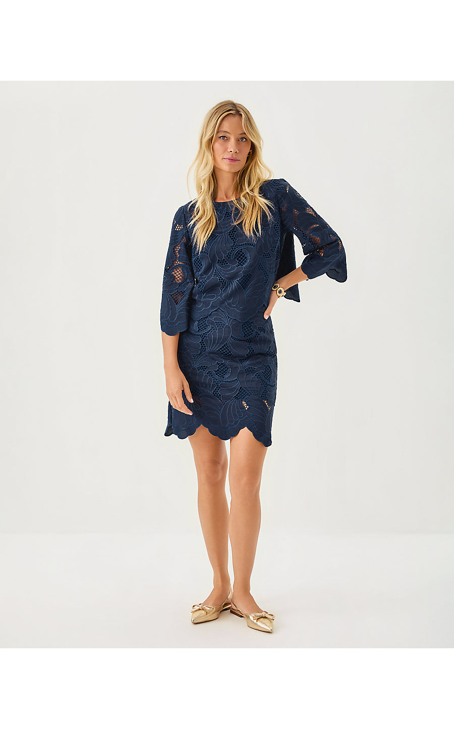 DEBRA LACE SKIRT, LOW TIDE NAVY SWAY WITH ME SCALLOPED LACE