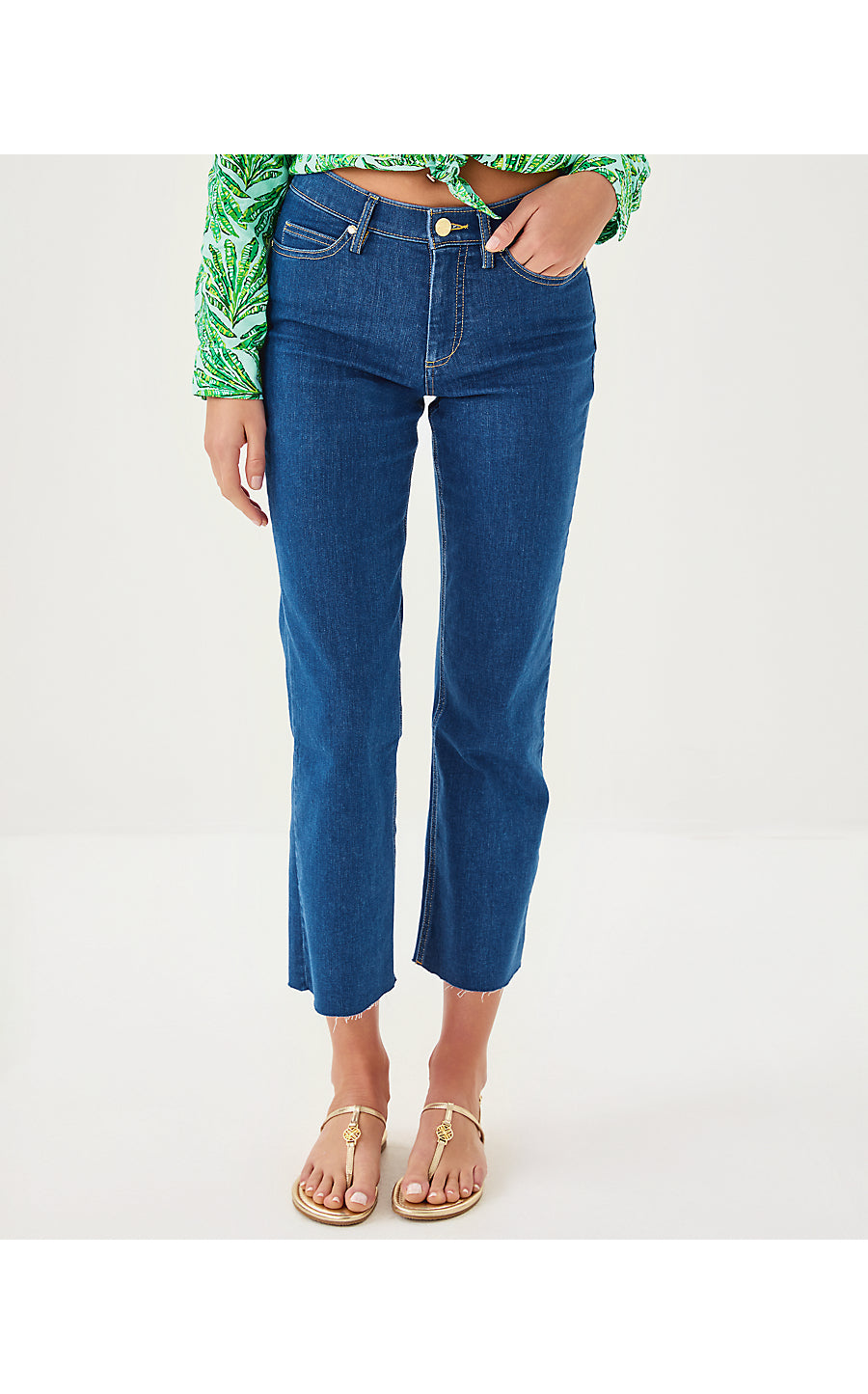 LINDESSA HIGH RISE CROP JEAN, MEDIUM WASH
