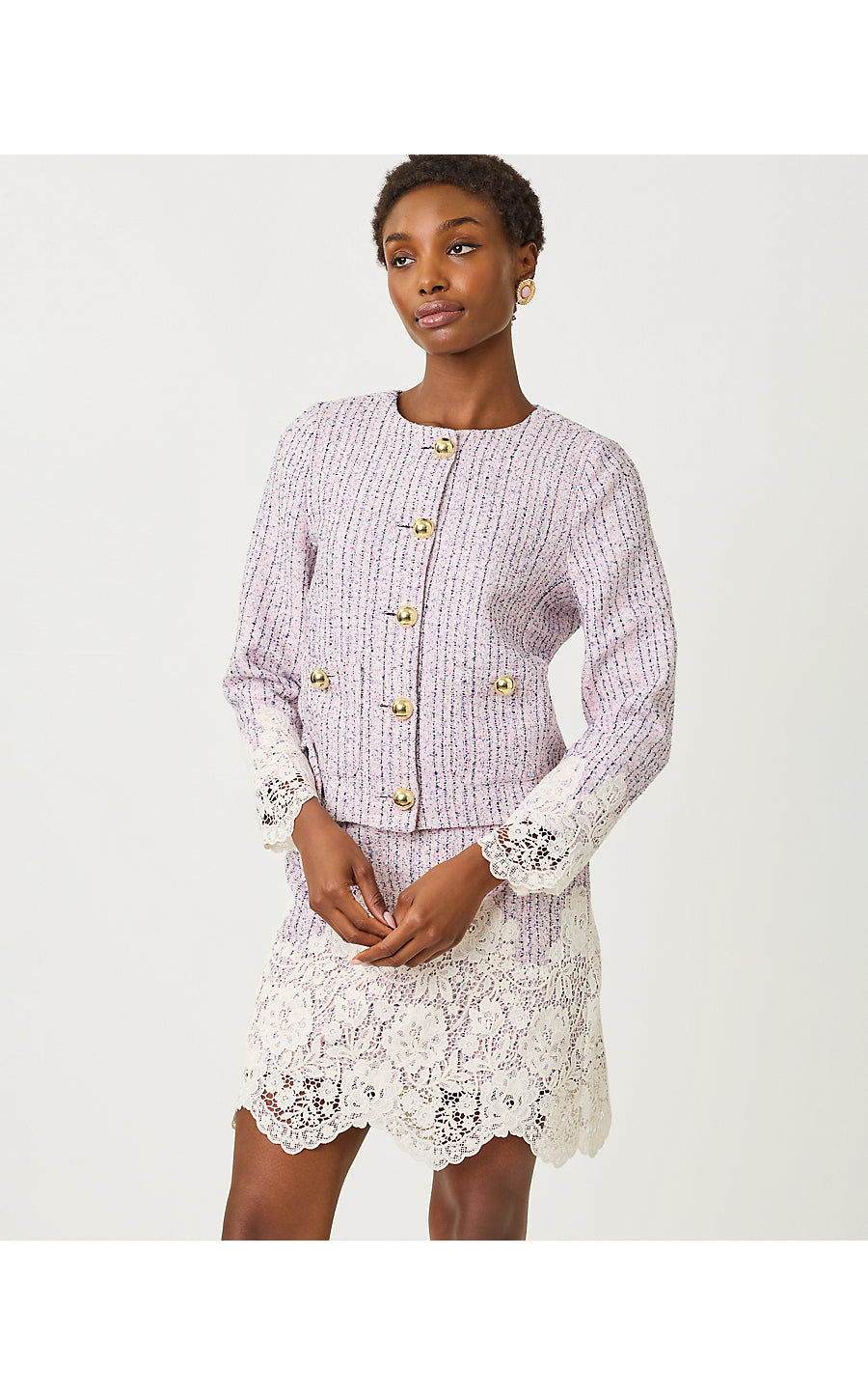 LAVINA BOUCLE JACKET, PINK BLISS BLUSHING BOUCLE