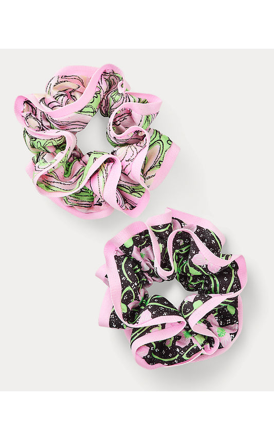 Layered Ruffle Scrunchie Set, Blushing Blooms/Estoril