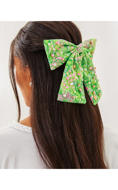 Large Barrette Bow, Lime Feeling Good