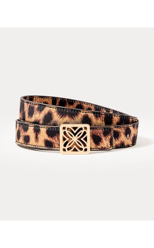 LP SKINNY LOGO BELT, MULTI LEOPARD FAILLE ACCESSORIES