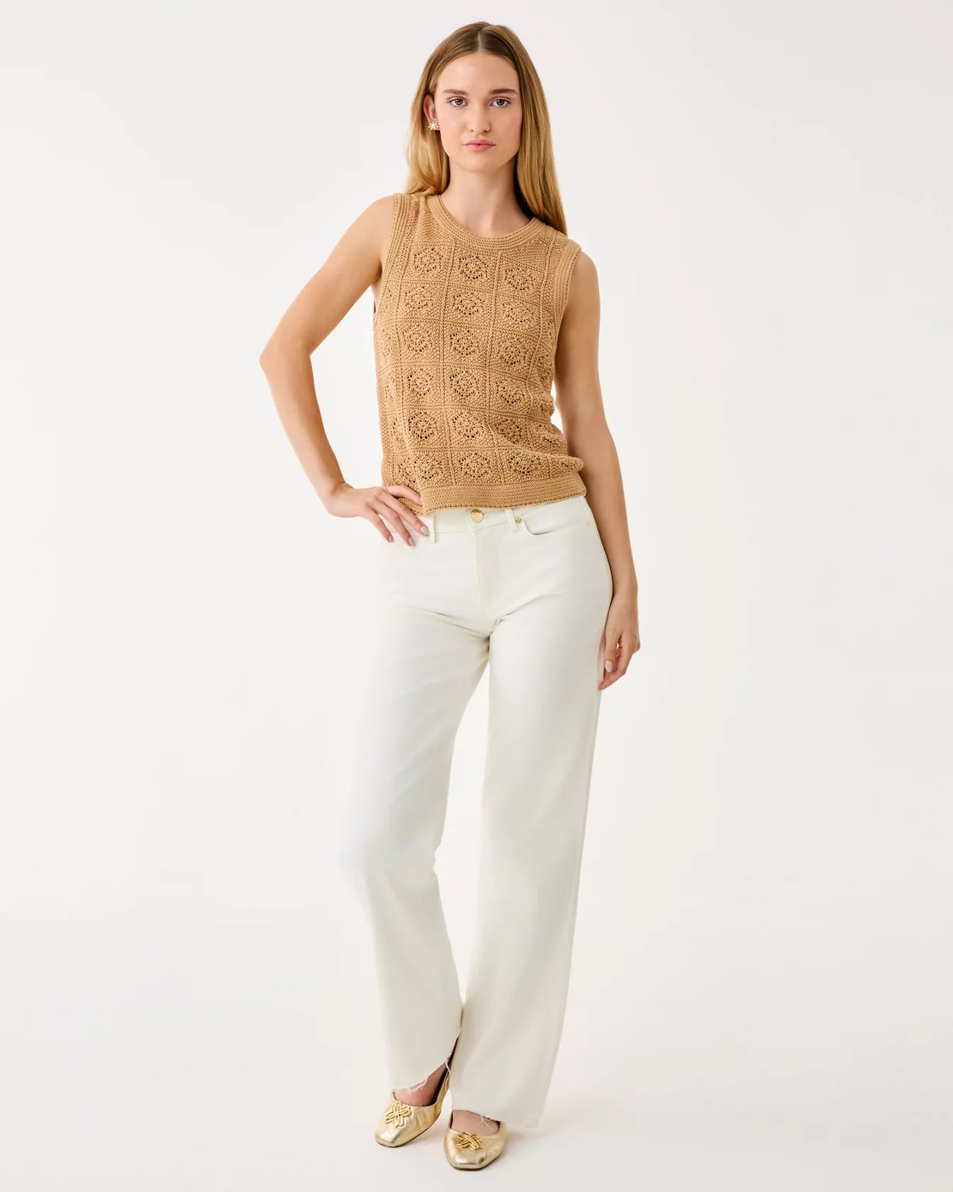 LENALIE SWEATER SHELL, RATTAN METALLIC