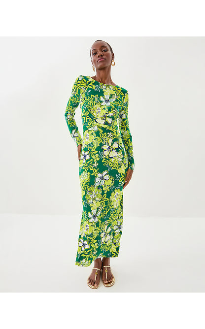 ALESSANI MAXI DRESS, FIDDLE LEAF GREEN ONCE AND FLORAL