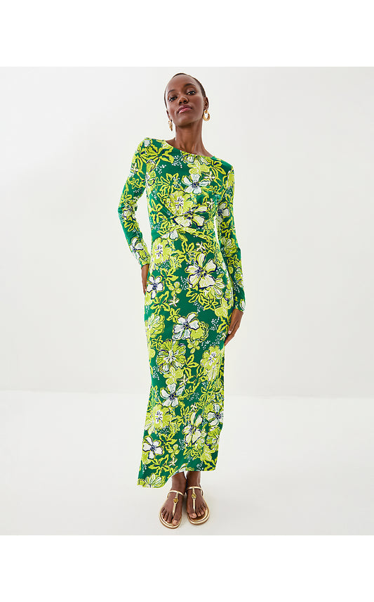 ALESSANI MAXI DRESS, FIDDLE LEAF GREEN ONCE AND FLORAL