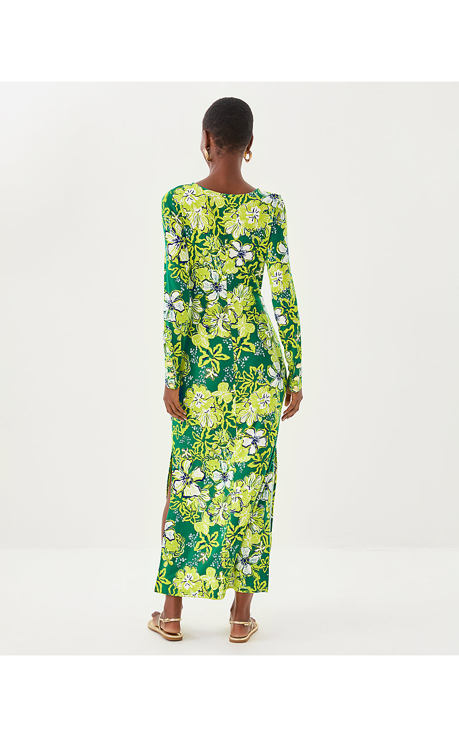 ALESSANI MAXI DRESS, FIDDLE LEAF GREEN ONCE AND FLORAL