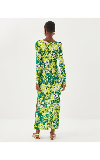 ALESSANI MAXI DRESS, FIDDLE LEAF GREEN ONCE AND FLORAL