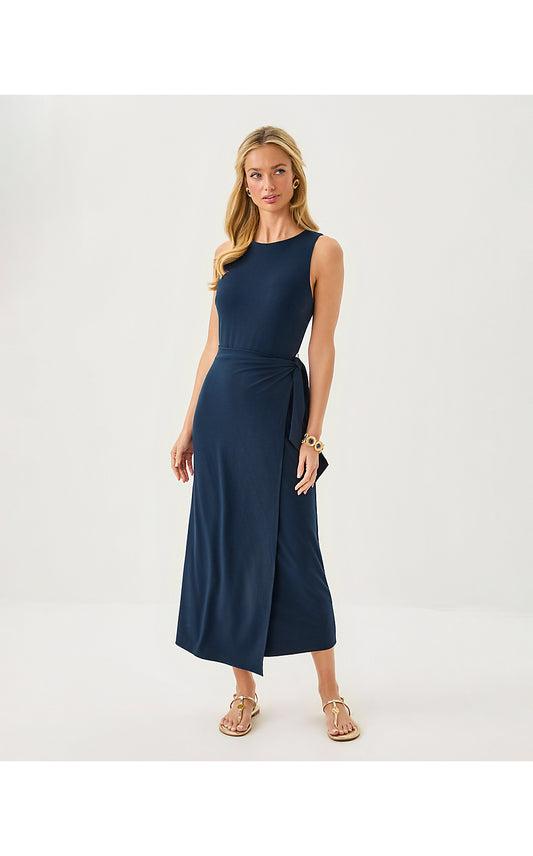 ESTELA MIDI DRESS, LOW TIDE NAVY