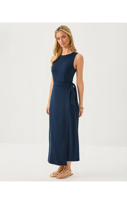 ESTELA MIDI DRESS, LOW TIDE NAVY
