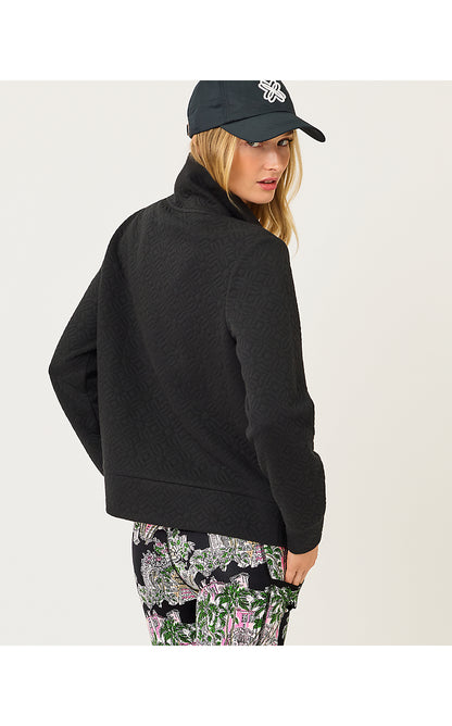 ELENI ZIP-UP, NOIR BUTTERFLY QUILTED KNIT