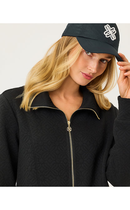 ELENI ZIP-UP, NOIR BUTTERFLY QUILTED KNIT