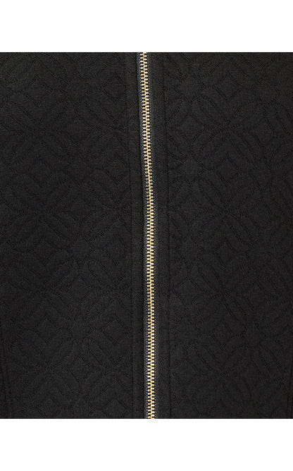 ELENI ZIP-UP, NOIR BUTTERFLY QUILTED KNIT