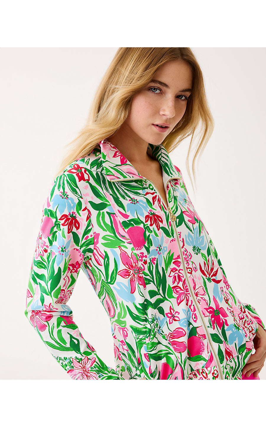 ELENI ZIP-UP UPF 50+, MULTI GLOWING GARDENS