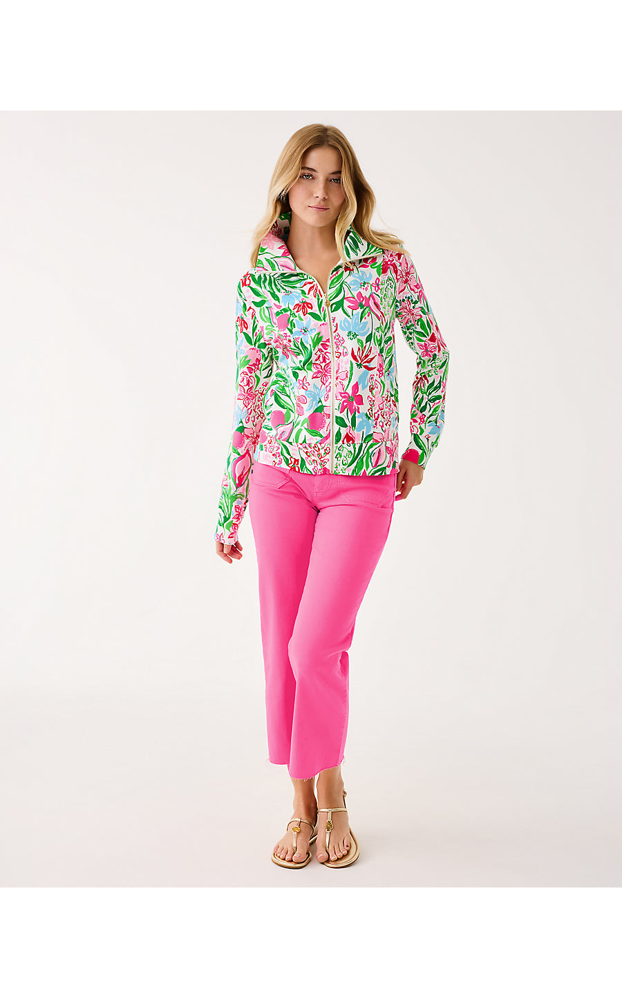 ELENI ZIP-UP UPF 50+, MULTI GLOWING GARDENS