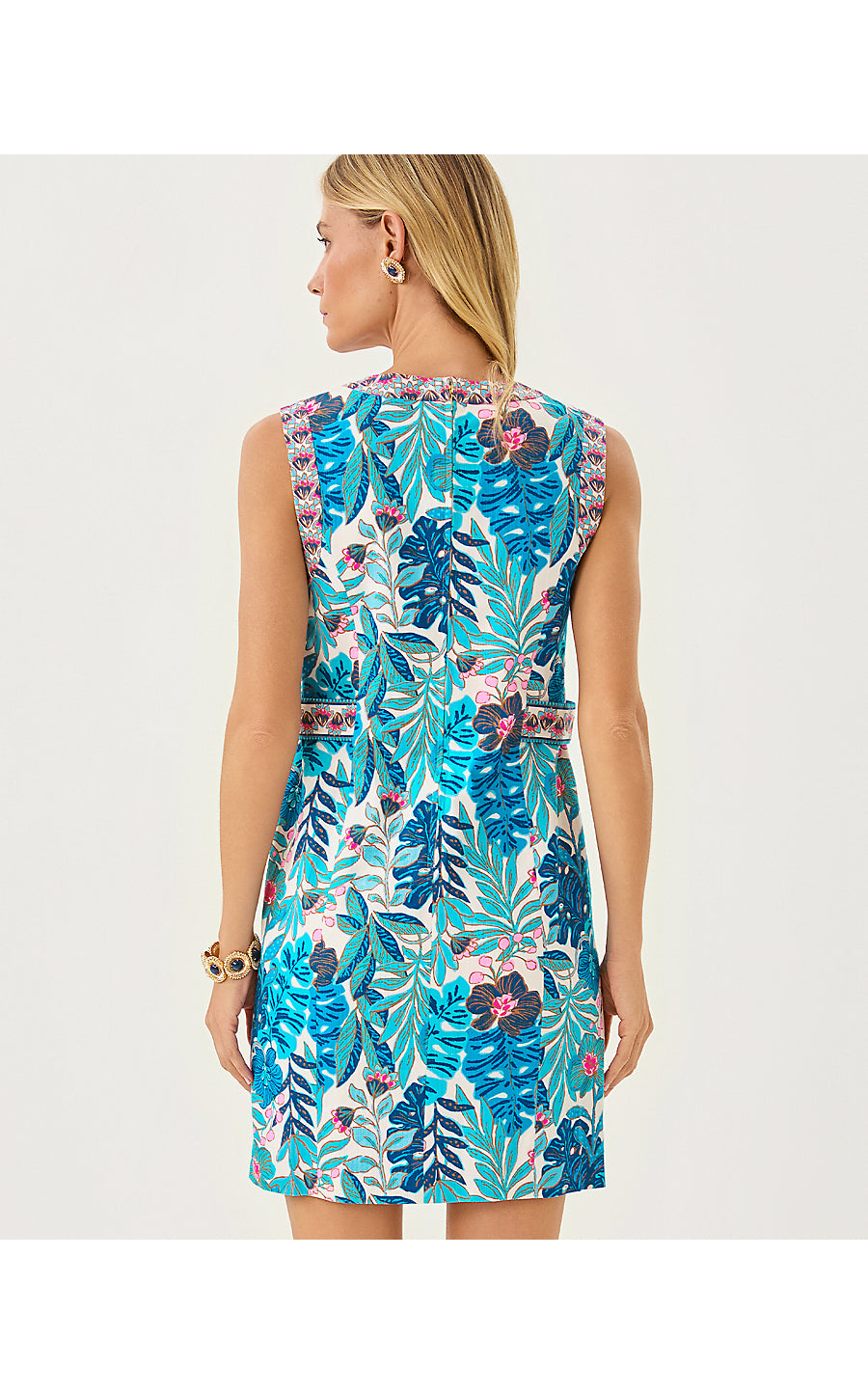 JUNO STRETCH SHIFT, BREEZY AQUA BEST FRONDS FOREVER ENGINEERED SHIFT