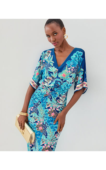 ADALYN MAXI DRESS, STARLIGHT NAVY BEST FRONDS FOREVER ENGINEERED KNIT MAXI