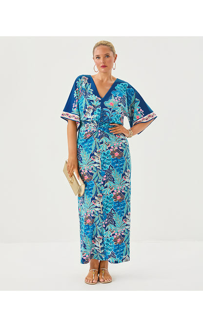 ADALYN MAXI DRESS, STARLIGHT NAVY BEST FRONDS FOREVER ENGINEERED KNIT MAXI
