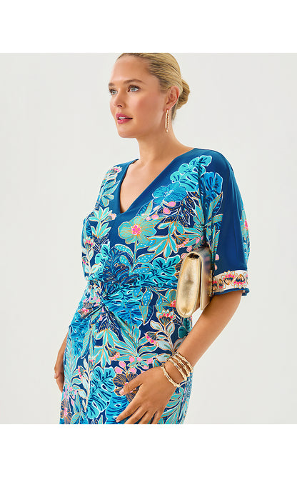ADALYN MAXI DRESS, STARLIGHT NAVY BEST FRONDS FOREVER ENGINEERED KNIT MAXI
