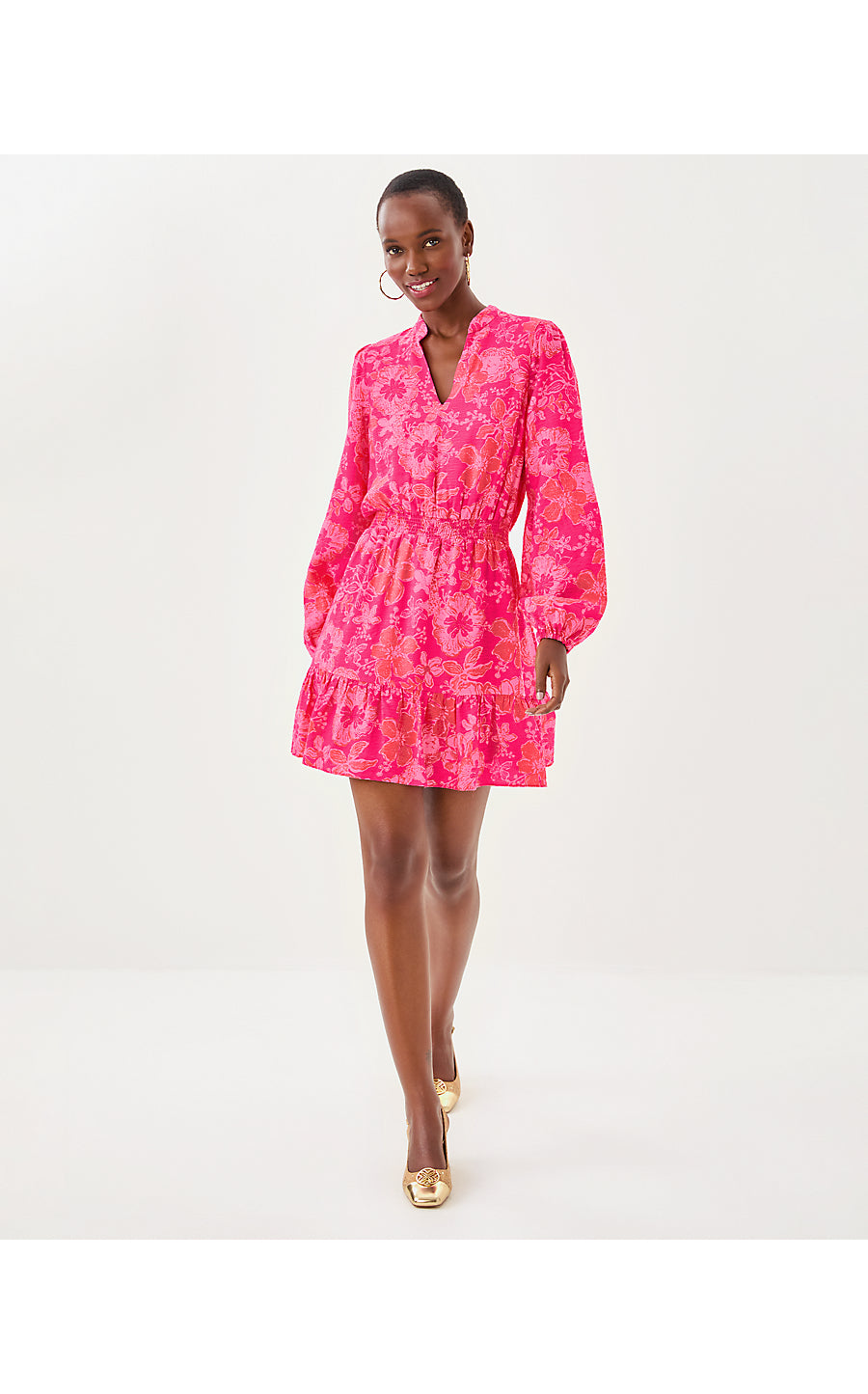 AXTON DRESS, SUN SHELL PINK BIG PARTY