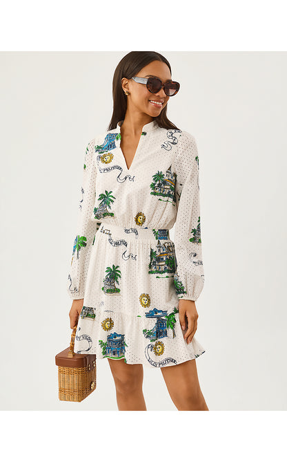 AXTON EYELET DRESS, COCONUT KEY WEST TOILE
