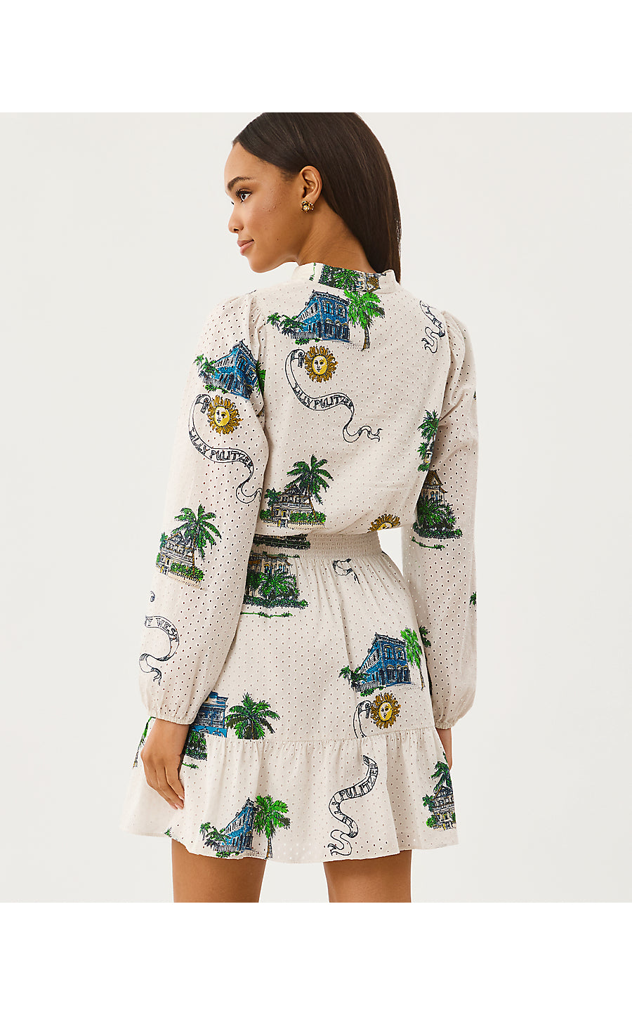 AXTON EYELET DRESS, COCONUT KEY WEST TOILE