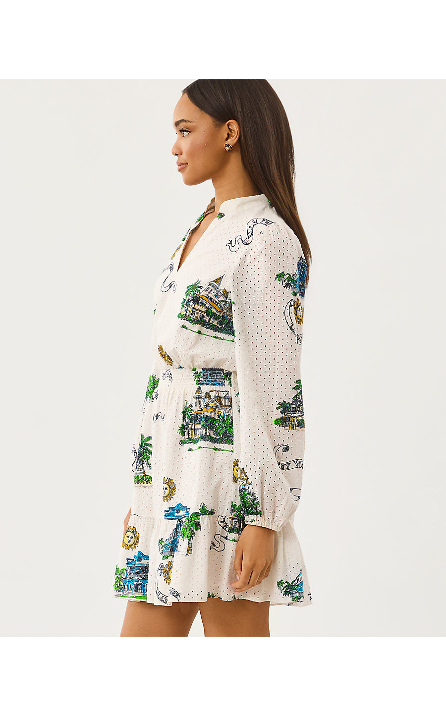AXTON EYELET DRESS, COCONUT KEY WEST TOILE