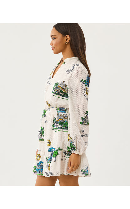 AXTON EYELET DRESS, COCONUT KEY WEST TOILE