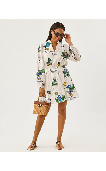 AXTON EYELET DRESS, COCONUT KEY WEST TOILE