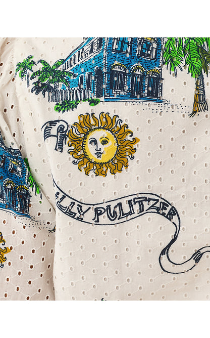 AXTON EYELET DRESS, COCONUT KEY WEST TOILE