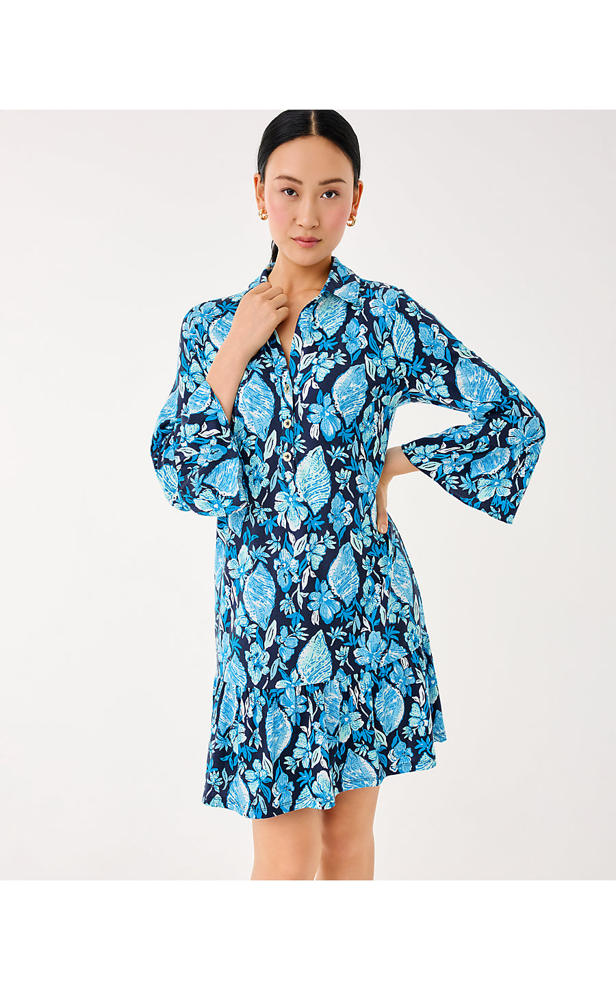 DELANY DRESS, LOW TIDE NAVY SEASHELL SPLENDOR