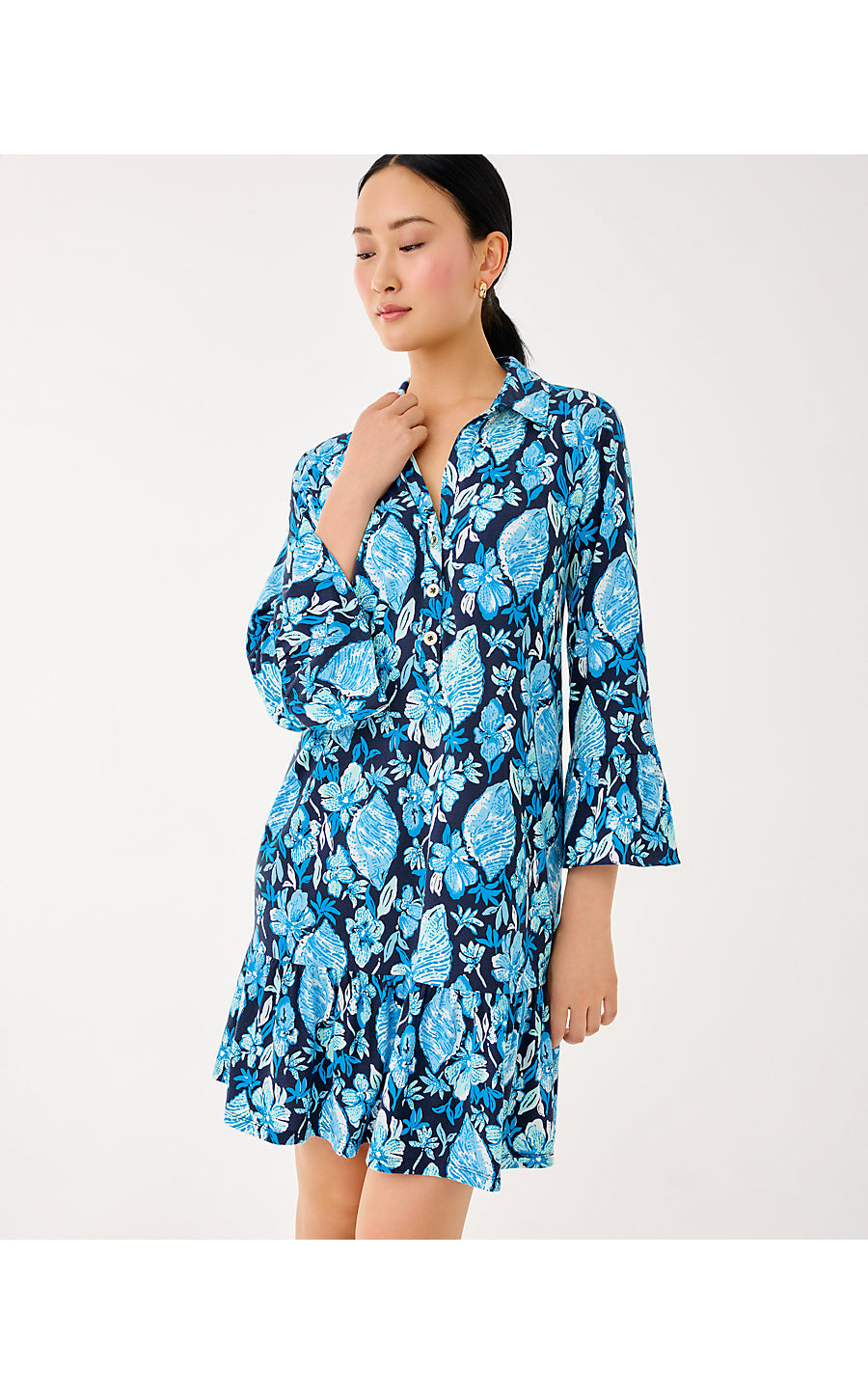 DELANY DRESS, LOW TIDE NAVY SEASHELL SPLENDOR