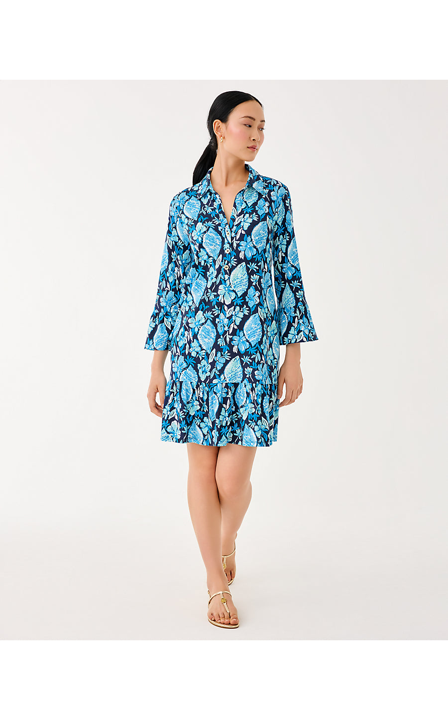 DELANY DRESS, LOW TIDE NAVY SEASHELL SPLENDOR