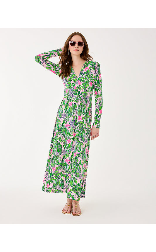 SOLENE MIDI DRESS, CONCH SHELL PINK ROARING WITH JOY