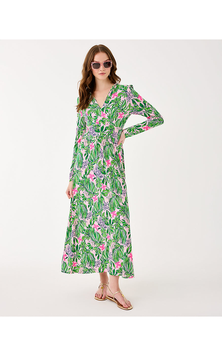 SOLENE MIDI DRESS, CONCH SHELL PINK ROARING WITH JOY