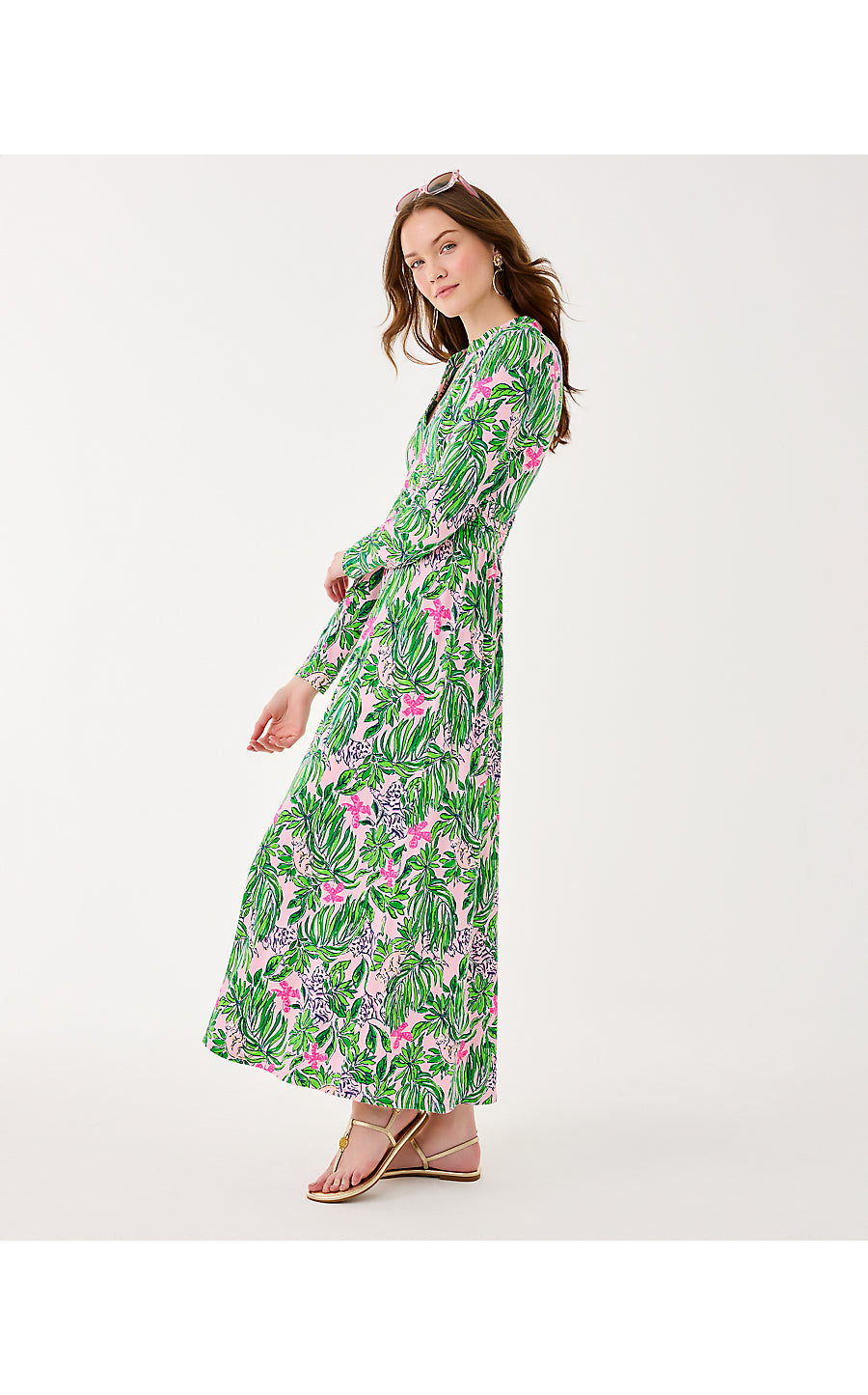 SOLENE MIDI DRESS, CONCH SHELL PINK ROARING WITH JOY